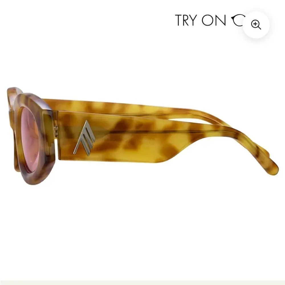 Linda Farrow The Attico Berta Brown tortoiseshell Pink Cat-Eye Sunglasses NEW